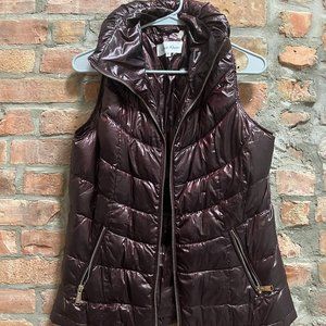 Calvin Klein Metallic Burgundy Puffer Vest, size M